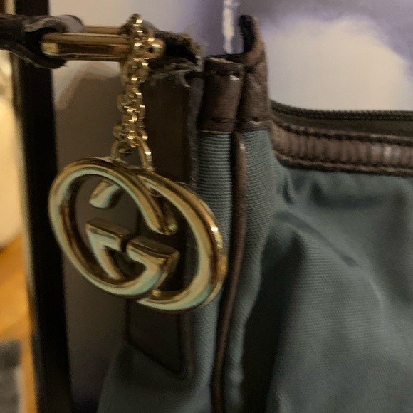 Gucci Blue/Brown Nylon & Leather Vintage Web Hobo - Picture 7 of 15